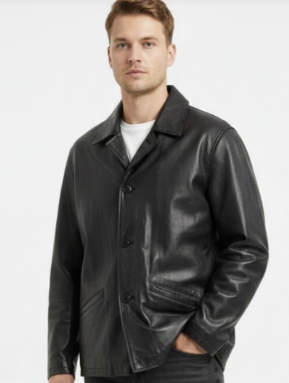 RAINFOREST! RICH BLACK, SUPPLE GENUINE LEATHER THERMAL LINED JACKET, COAT! SZ XL